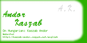 andor kaszab business card